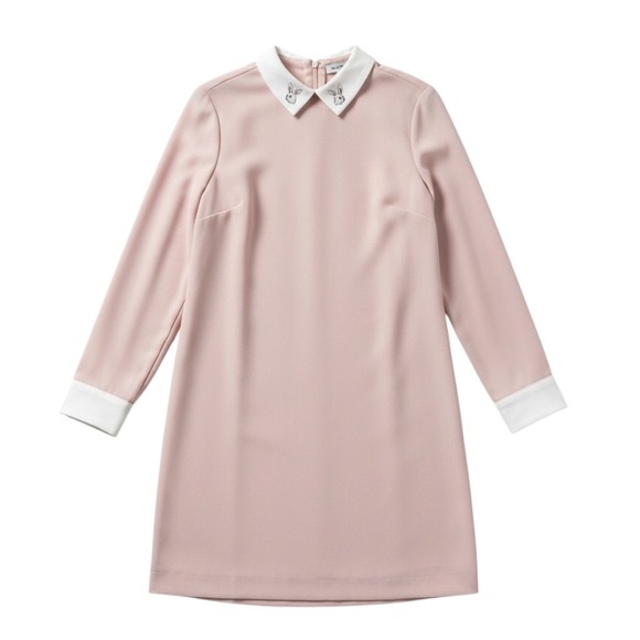 NWT Victoria Beckham Target Pink Rabbit Collar Shift Dress Sz S Feminine Easter - Picture 2 of 8